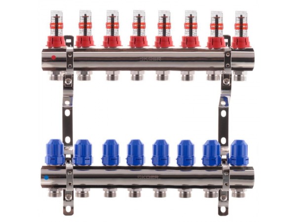 Коллекторный блок с расходомерами KOER KR.1110-08 1”x8 WAYS (KR2645)