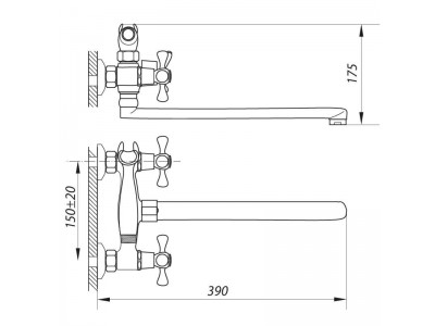 Смеситель для ванны ZERIX D5Q 827 (ZX0010)
