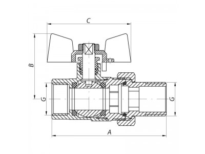 Кран с американкой 3/4" (KOER KR.227.W) белый (KR0097)