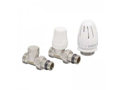 Комплект для подключения радиатора KOER SET-15 - 1/2"x3/4" (прямой) с термоголовкой НН (KR3180)