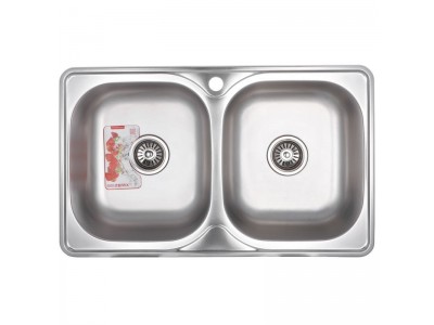 Мойка кухонная ZERIX Z7848D-08-180E DOUBLE (SATIN) (ZS0578)
