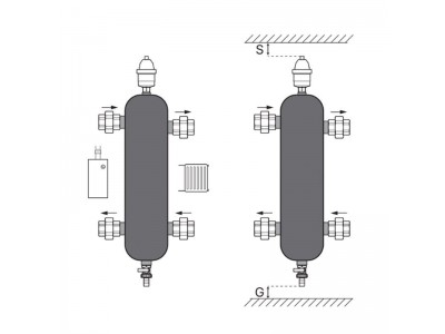 Гидрострелка KOER KR.S1031 2/2 (с воздухоотвод. и дренаж. краном) 1" НР SUS304 (KR2958)