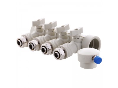Коллектор распределительный 4-way с фитингом (40x20) PPR KOER K0192.PRO (KP2557)