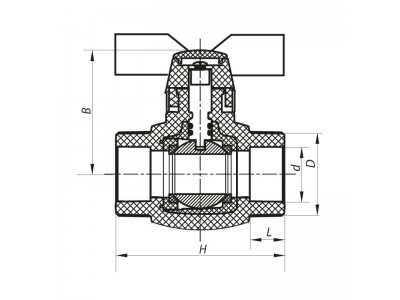 Кран шаровый PPR КШ KOER (бабочка) для горячей воды 20 (KOER K0181.PRO) (KP0234)