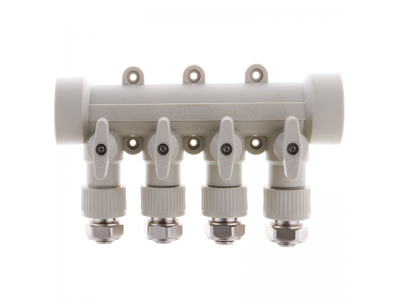 Коллектор распределительный 4-way с фитингом (40x20) PPR KOER K0192.PRO (KP2557)