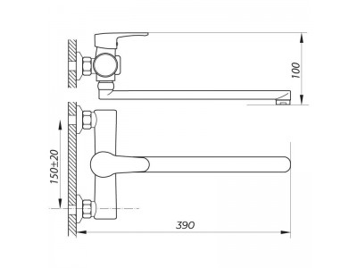 Смеситель для ванны ZERIX PUD7 146 белый (ZX2912)