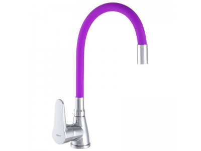 Смеситель для кухни ZERIX SOP7 146 с фиолетовым гибким изливом (ZX2658)