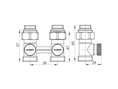 Узел нижнего подключения радиатора прямой 3/4'' (комплект) KOER KR.1131 (KR2815)
