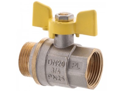 Кран шаровый FERRO PL 3/4" ГШБ ГАЗ art. 607 (латунный шар) (FE0561)
