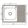Кухонная мойка накладная ZERIXZ8050L-04-160E (satin) (ZX1614)