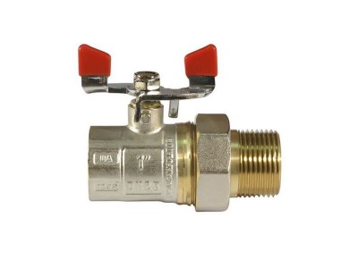 Кран с американкой 1" красный СК (ART 400) (SK0021)