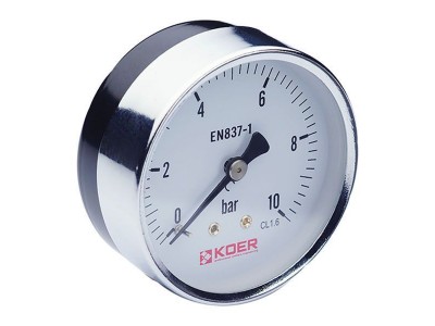 Манометр аксиальный (KOER KM.611A) (0-10 bar), D=63мм, 1/4'' (KR0212)