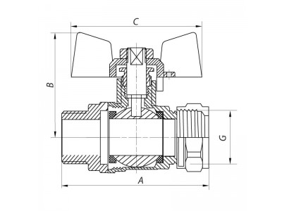 Кран шаровый KOER WING 16x1/2F (KR.352) (LL1655)