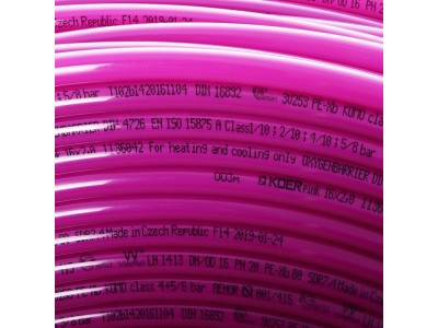 Труба для теплого пола с кислородным барьером KOER PEX-B EVOH 16*2,0 (PINK) (300 м) (KR2866)