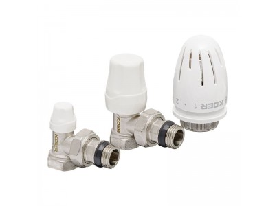 Комплект для подключения радиатора KOER SET-11 - 1/2"x1/2" (угловой) с термоголовкой ВН (KR3175)