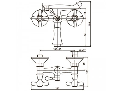 Смеситель для ванны Haiba DOMINOX 142 матовый (HB0066)