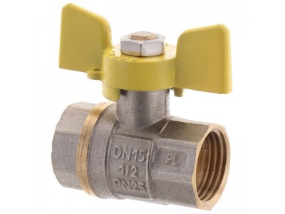 Кран шаровый FERRO PL 1/2" ГГБ ГАЗ art. 602 (латунный шар) (FE0559)