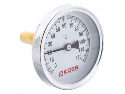 Термометр аксиальный с погружной гильзой KOER KT.671A D=63мм 1/2'' (KR2899)