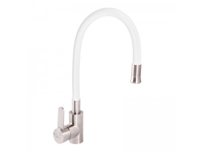 Смеситель для кухни ZERIX LR74004-3 с белым гибким изливом (LL1203)