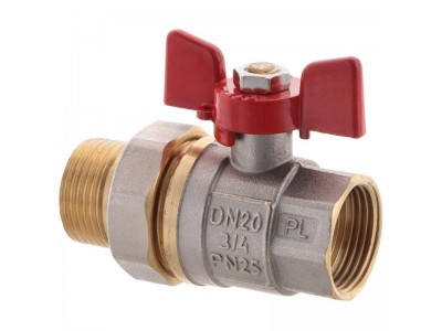 Кран с американкой 3/4" FERRO PL art. 400 (латунный шар) (FE0555)