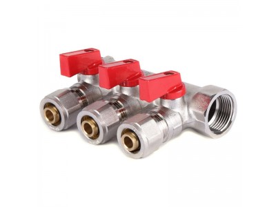 Коллектор с шаровыми кранами и фитингом KOER KR.1125-3 3/4”x3 WAYS (KR2836)