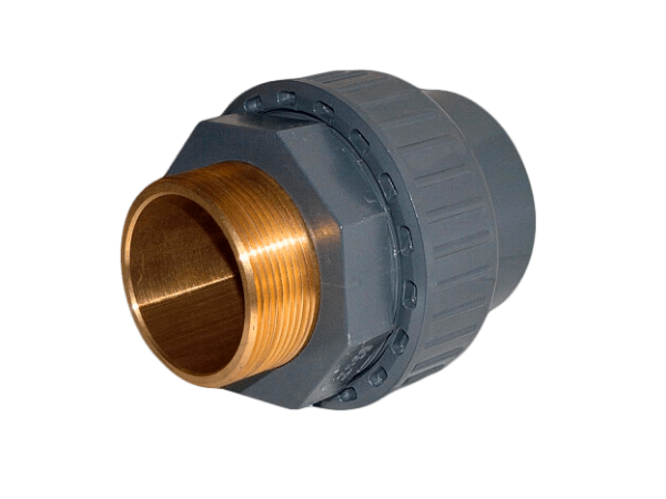 Муфта ПВХ Effast переходная с нар. резьбой, латунь d50x1-1/2"